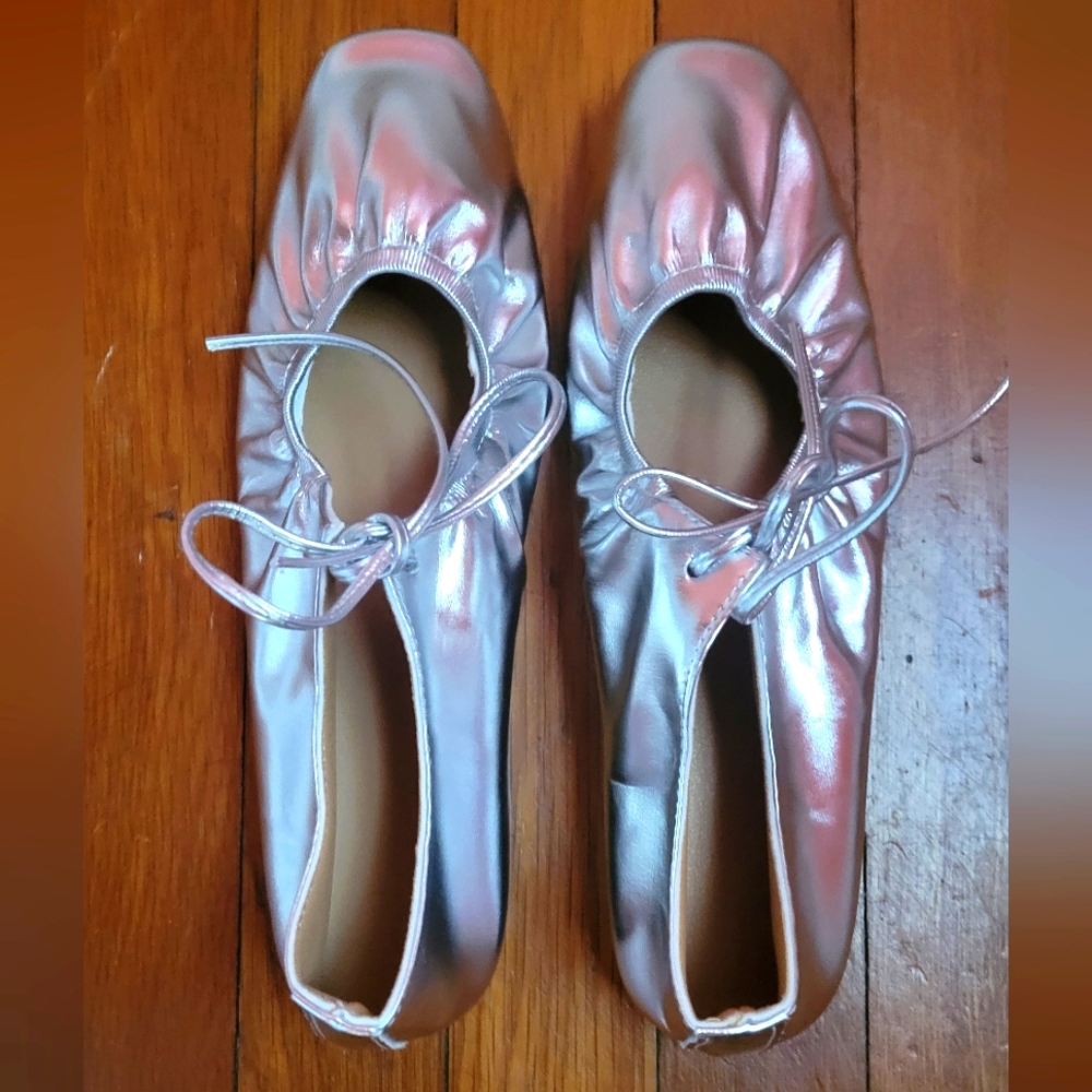 SHEIN Silver Ballet Flats, Size: 8